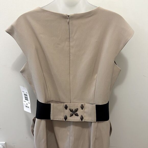 Signature by Robbie Bee Khaki Belted Cap Sleeve Dress with POCKETS size 10 NWT - Picture 7 of 11
